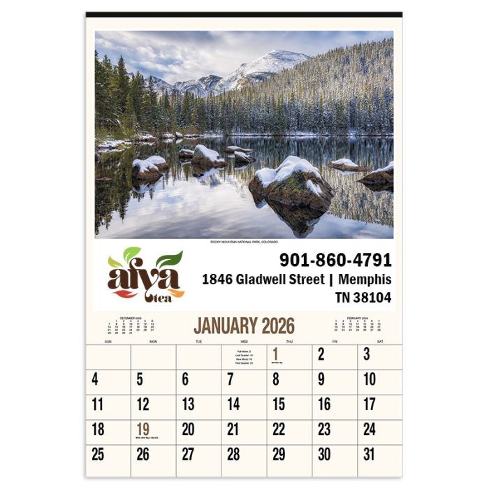 Imprinted Scenic America Executive White Ad Wall Calendars
