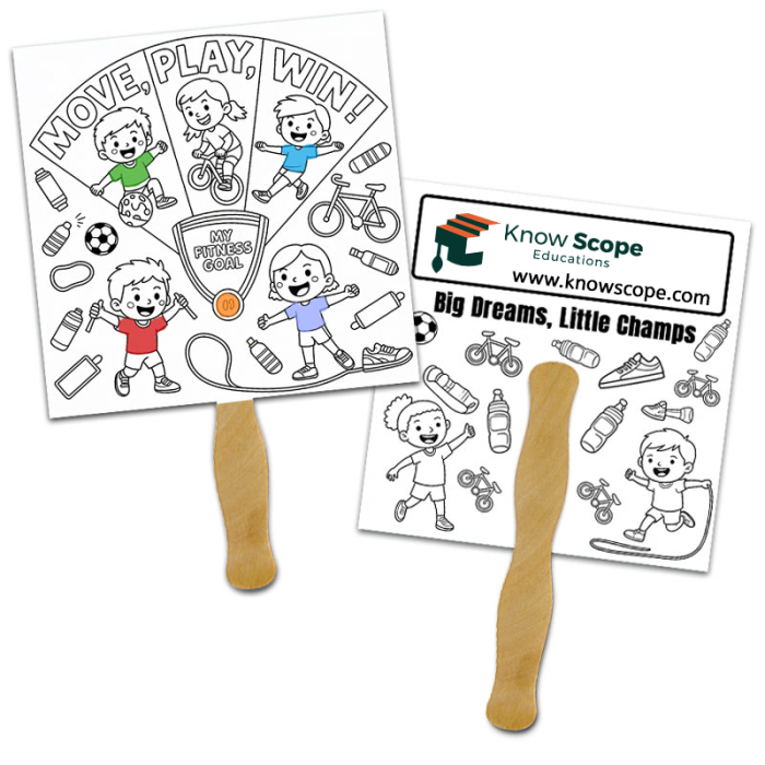 Imprinted Square Shape Full Color Double Sided Coloring Hand Fans - 16 pt