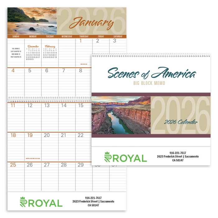 Imprinted Scenes of America Big Block Memo Wall Calendars