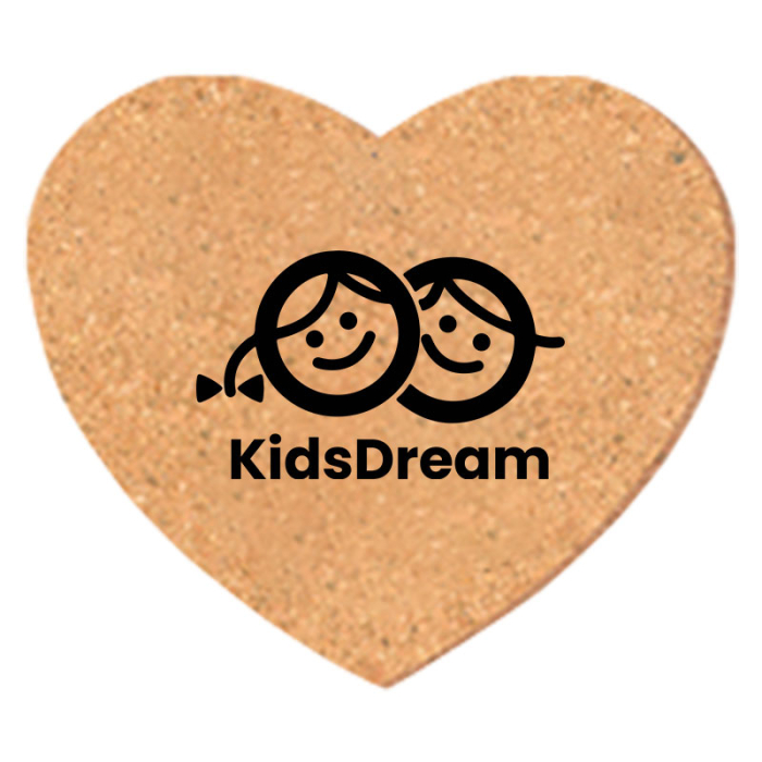 Personalized 4 Inch Heart Shape Solid Cork Coasters