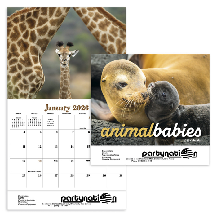 Personalized Animal Babies Appointment Stapled Wall Calendars