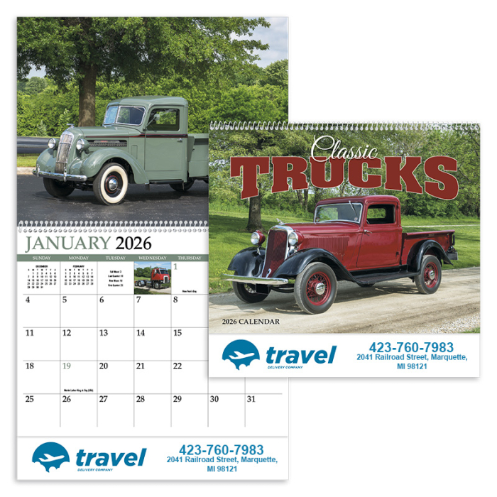 Personalized Classic Trucks Appointment Spiral Wall Calendars