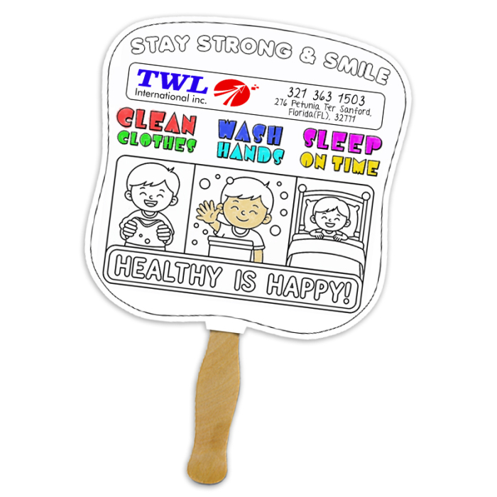 Personalized Palm Shape Full Color One Sided Coloring Hand Fans - 16 pt