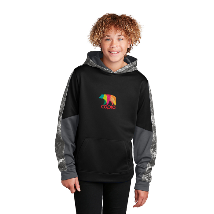 Personalized Sport-Tek® Youth Sport-Wick® Mineral Freeze Fleece Colorblock Hooded Pullovers
