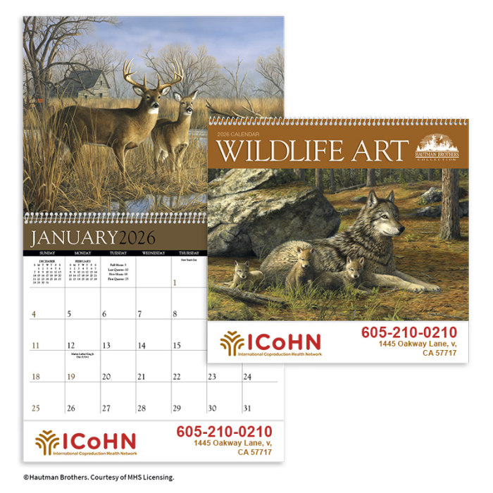 Personalized Wildlife Art Wall Calendars by the Hautman Brothers