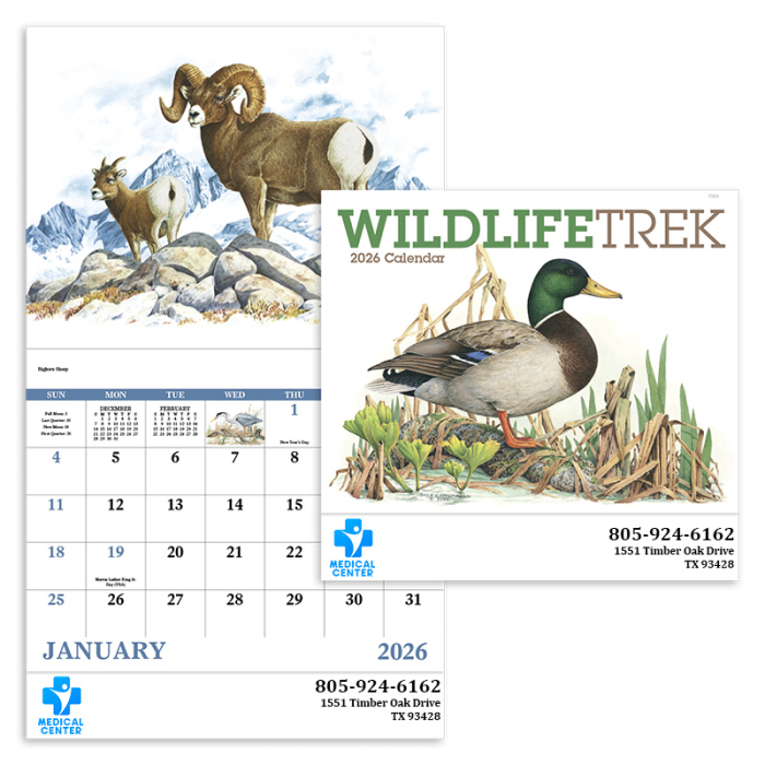 Personalized Wildlife Trek Stapled Calendars