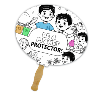Bubble Shape Full Color One Sided Coloring Hand Fans...