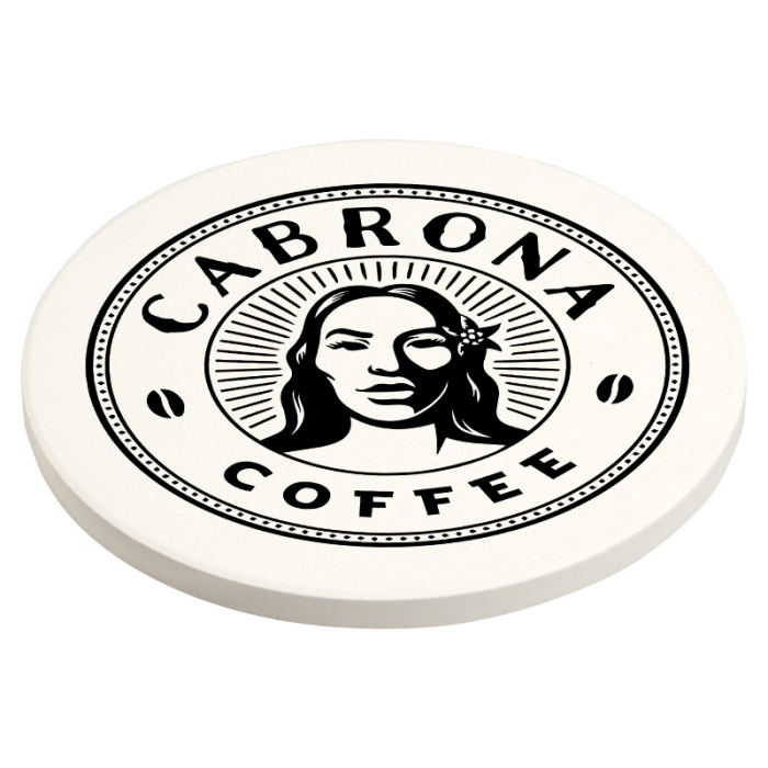 Promotional Cobblestone Absorbent Coasters with Cork Bases 