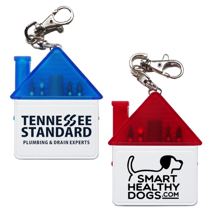 Promotional House Shaped Tool Kits with 4 Steel Bits Keychain