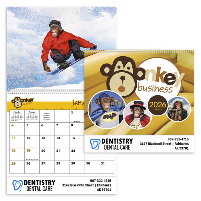 Imprinted Monkey Business Wall Calendars