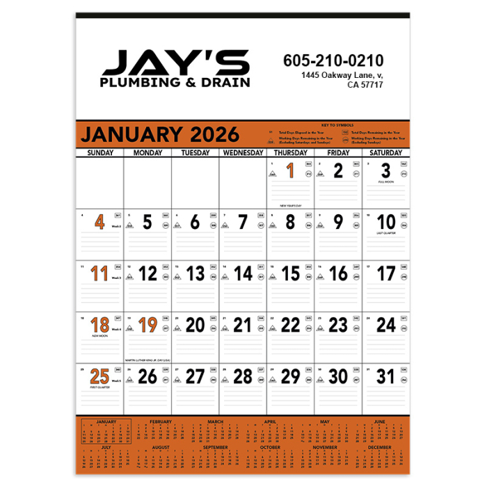 Promotional Triumph Wall Calendars Orange and Black Contractor Memos