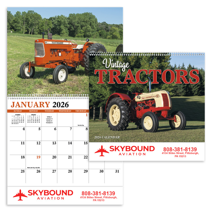Promotional Vintage Tractors Appointment Spiral Wall Calendars