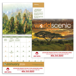 World Scenes Wall Calendars with Recipes