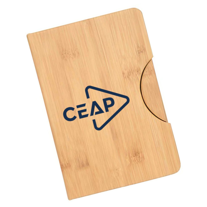 Customized 5x7 Inch Maui Faux Bamboo Notebooks with Phone Holder